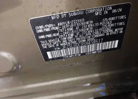 2025 Subaru Forester z USA, uszkodzony, nr VIN JF25LDDC95H43831